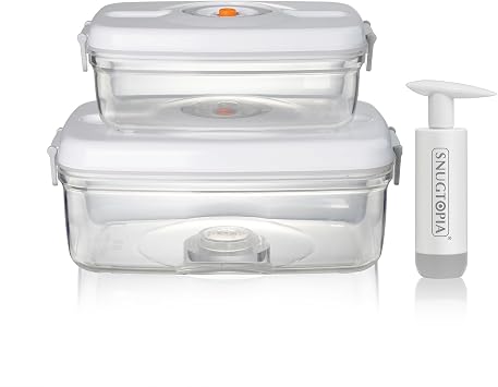 Vacuum Seal Food Storage Containers Set - Airtight BPA-Free Kitchen Organizers with Locking Lids for Pantry, Fridge & Freezer - 2 Pieces 1L+2L