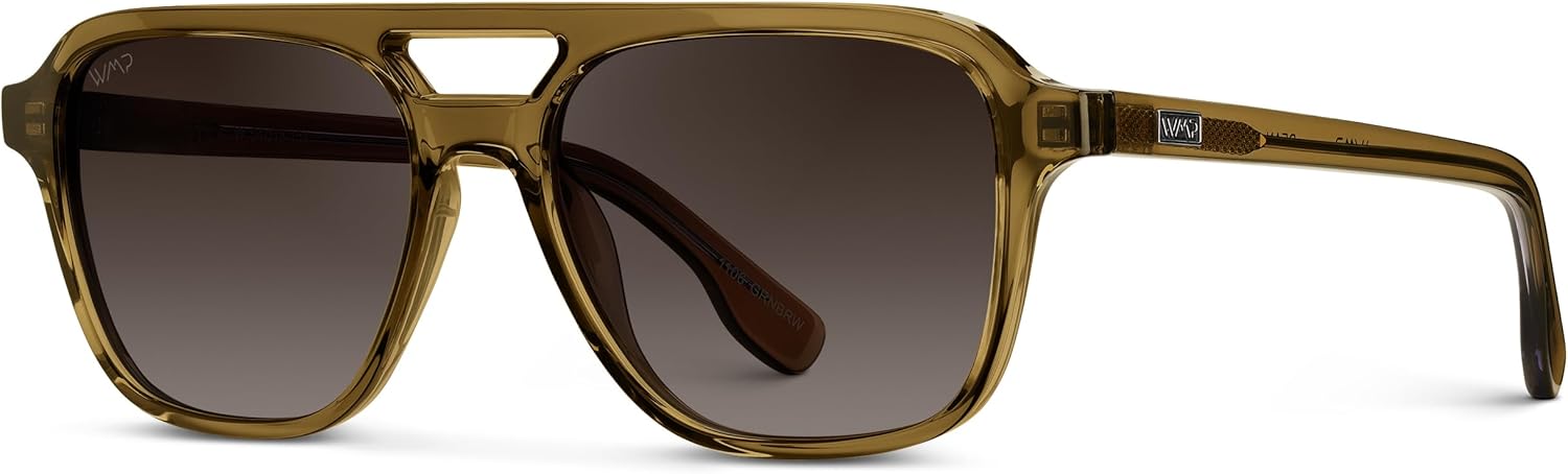 WMP Eyewear – Men’s Polarized Aviator Sunglasses: Double Bridge, Modern Acetate Frame
