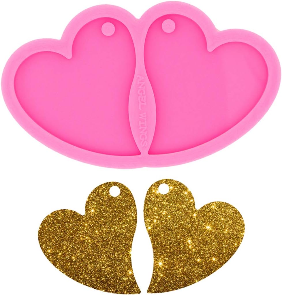 Shiny Glossy Heart Shape Silicone Earring Molds DIY Epoxy Craft DIY Earrings Fashion Jewelry Making Resin Mould Earrings Resin Molds Size M