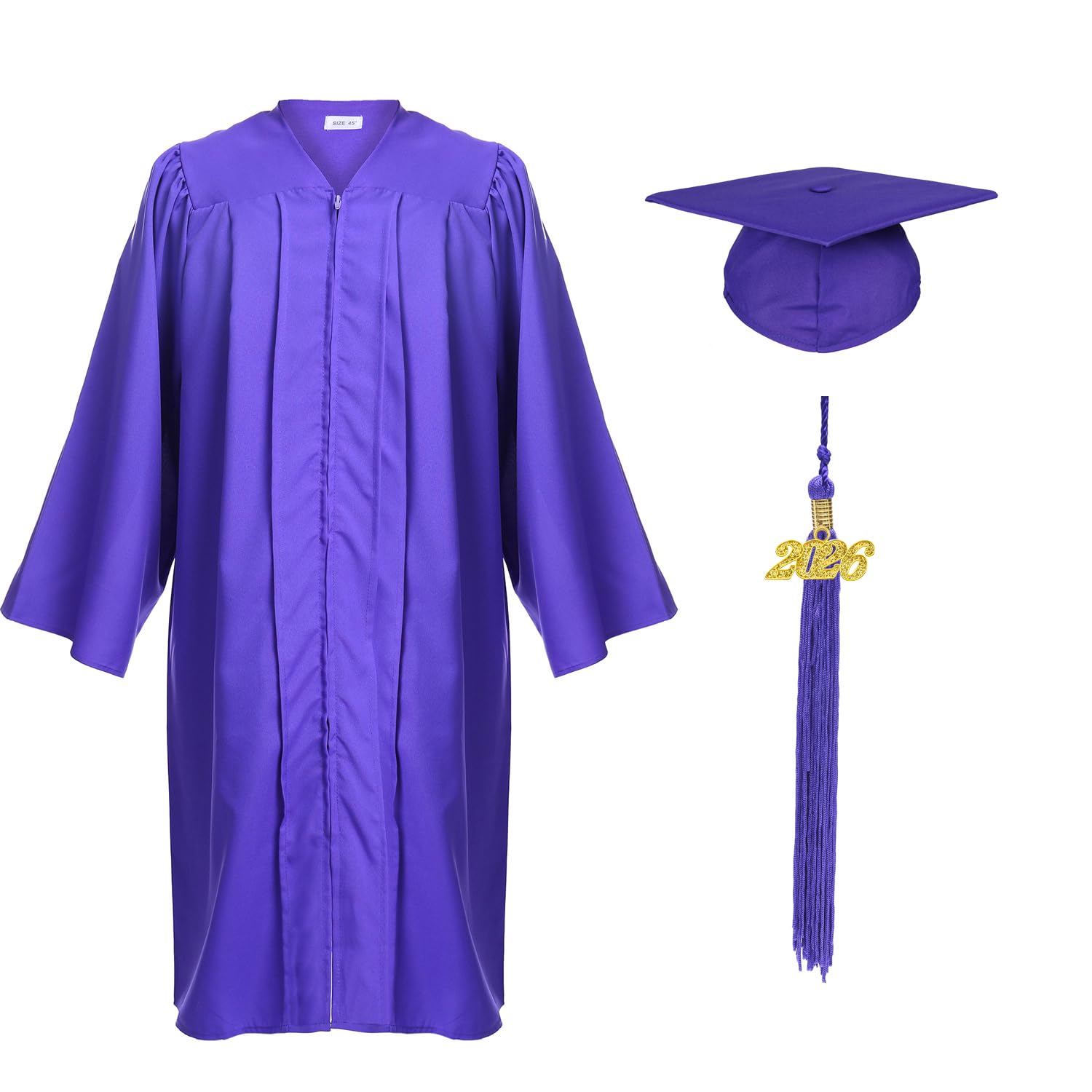 Ftyfty Unisex Purple Adult Matte Graduation Cap And Gown 2020 Tassel - 54''Ff(5'9''-5'11'')