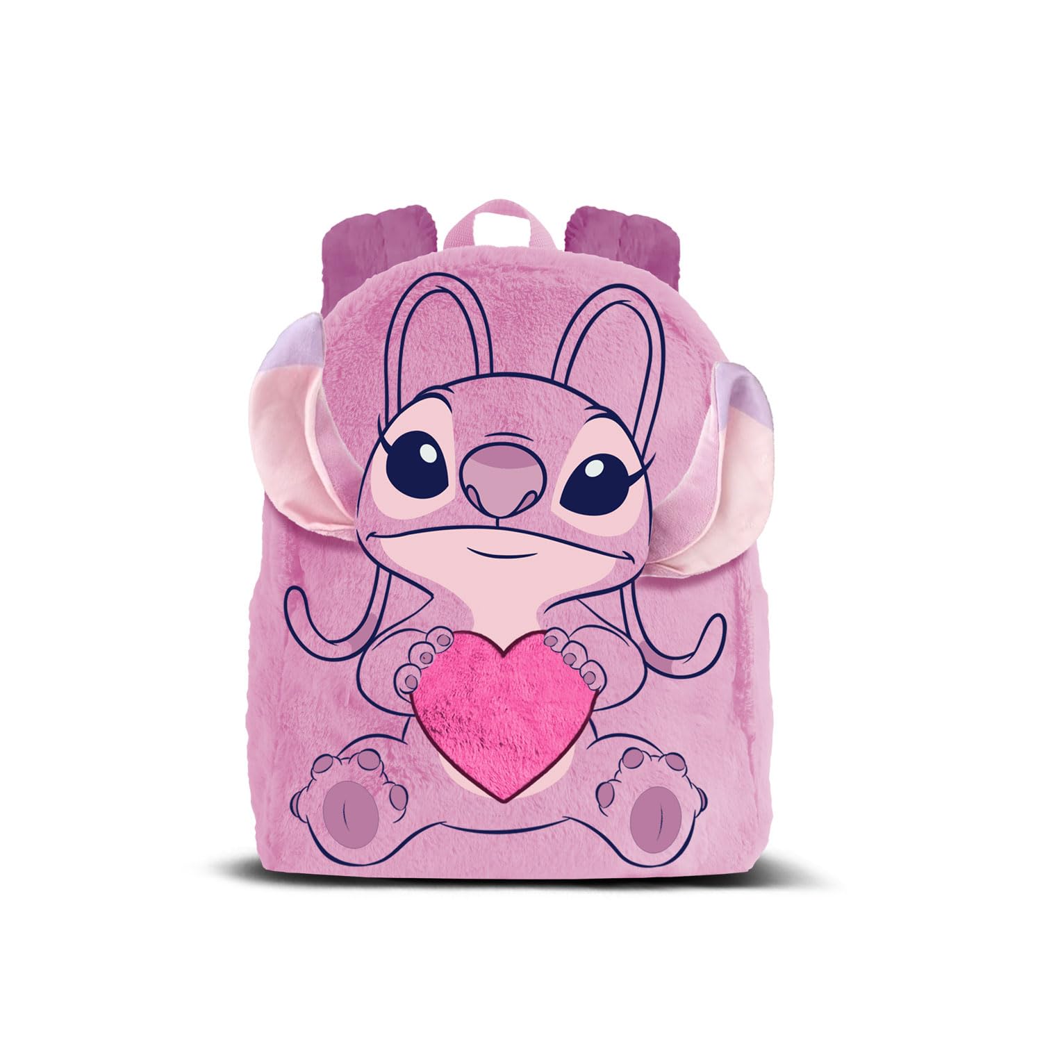 Disney Lilo and Stitch Angel Heart-Plush Backpack, Pink, 22 x 27 cm, Capacity 7 L