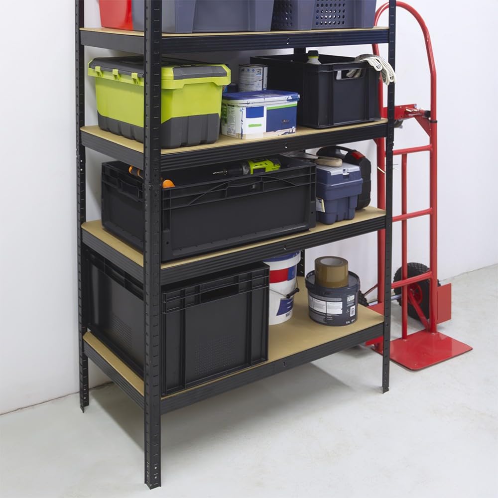 Box and beyond - Bac Gerbable - 60 x 40 x 20 cm - 40L - Charge 20 kg - Plastique Noir - Stockage, Rangement, Outils, Bricolage - Résistant - Réutilisable - Garage, Cave, Buanderie