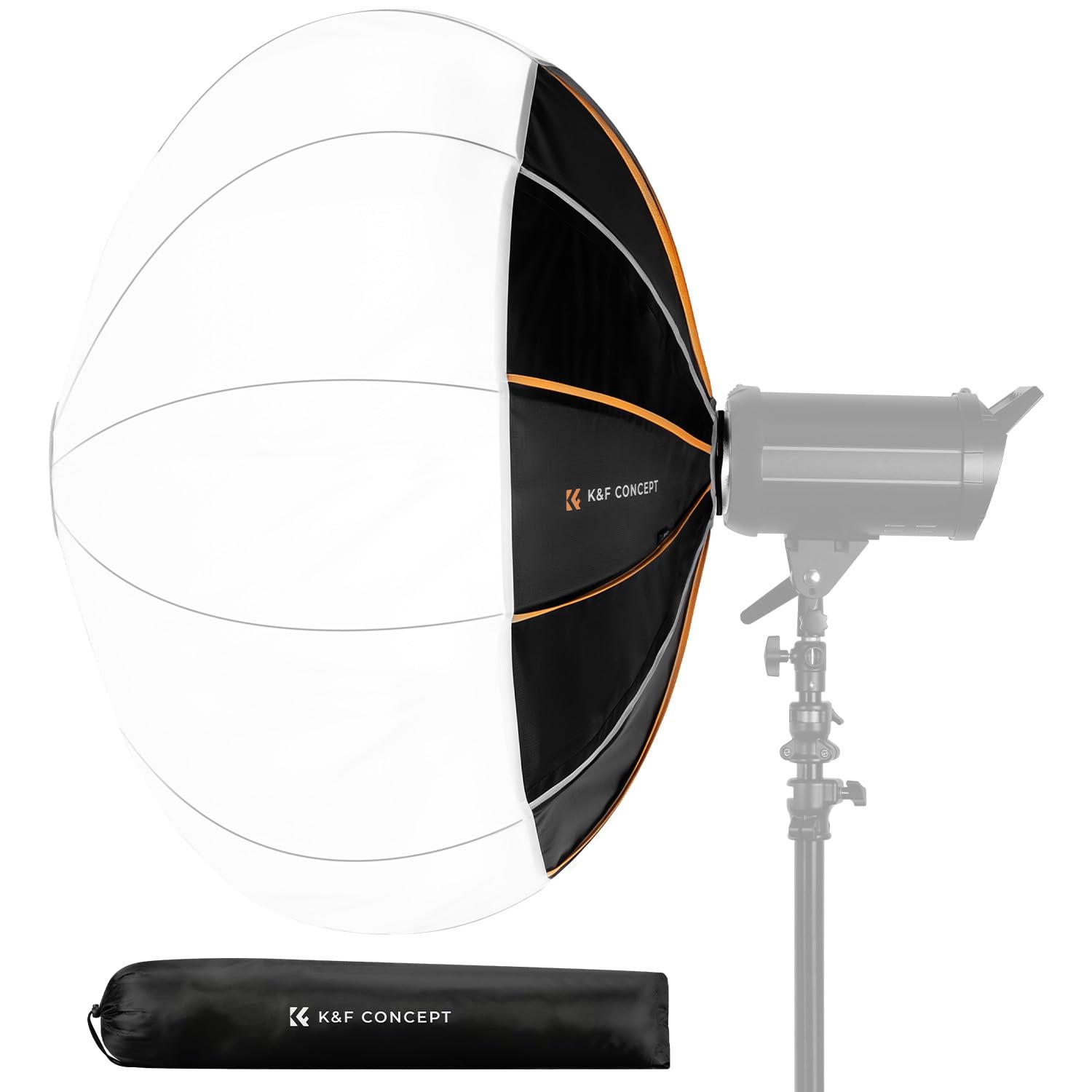K&F CONCEPT Softbox lanterna 90cm sgancio rapido,griglia+diffusore+borsa | Montaggio istantaneo, luce diffusa 360°, pieghevole con attacco Bowens per luci COB, studio, streaming live,LL02