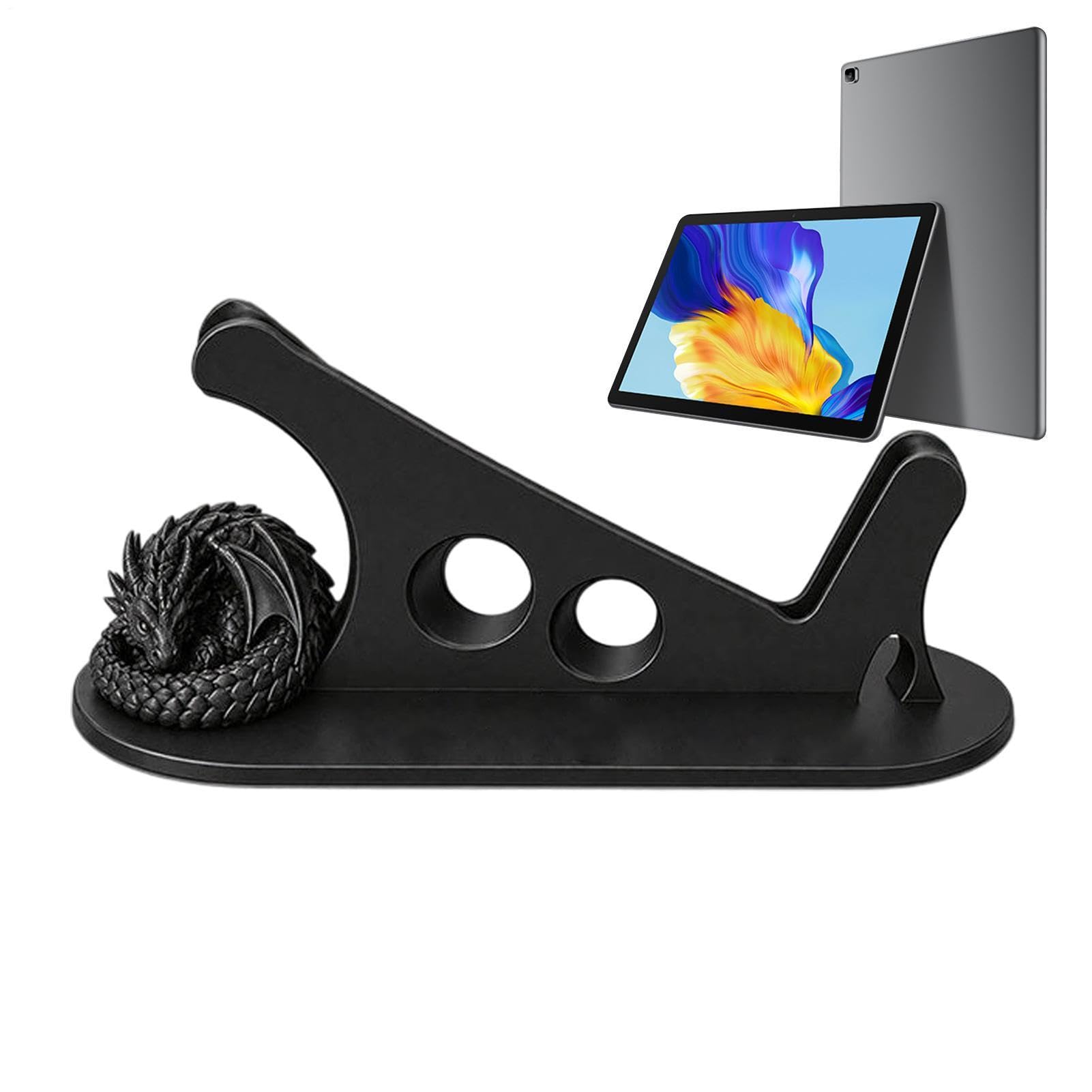 Dragon Tablet-Ständer – 3D-gedruckter E-Reader-Halter | Größe: 15 x 8 x 10 cm, leichtes 3D-gedrucktes Material, Fantasy-Drachen-Halterung, freihändiges Dock für Bett