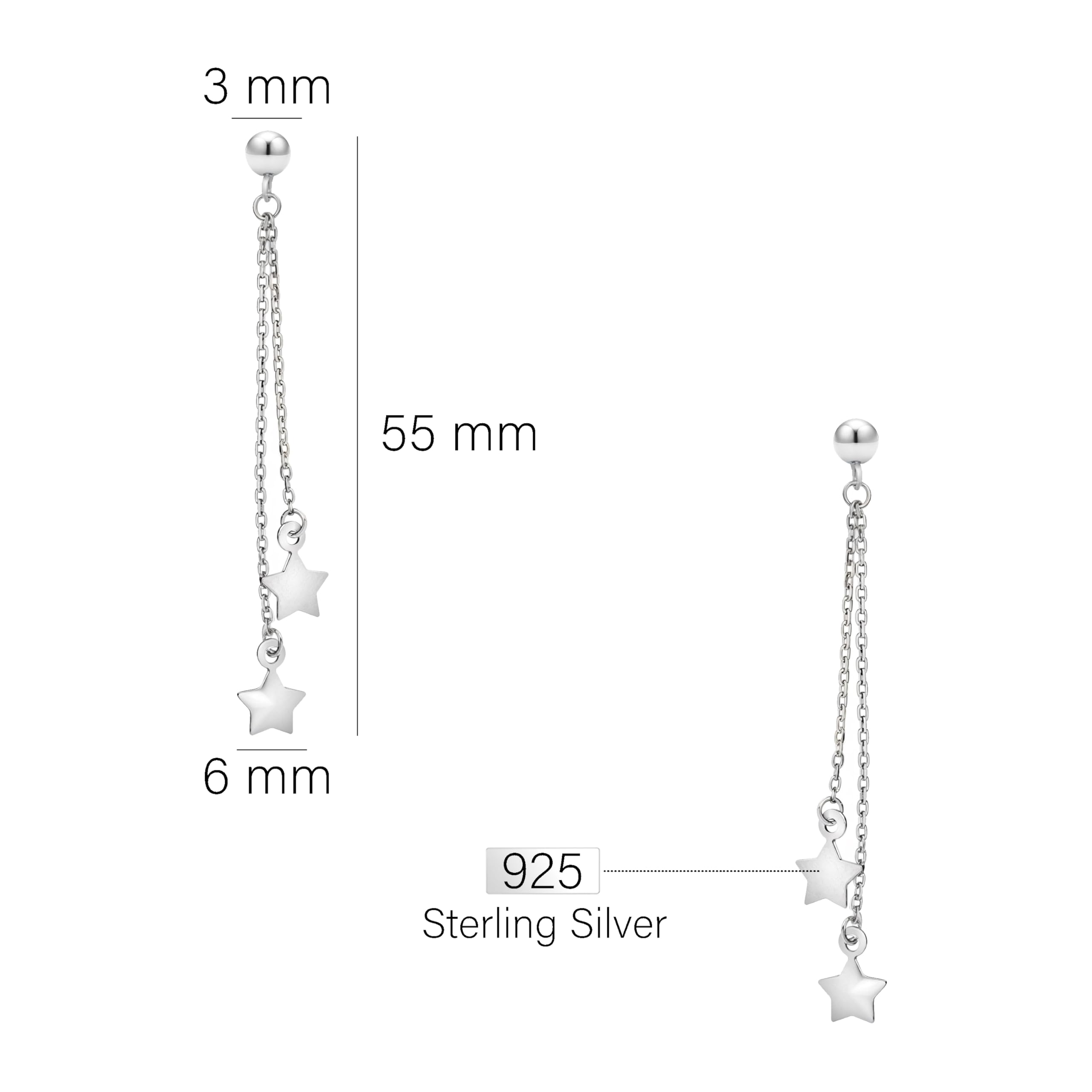 SOFIA MILANI - Orecchini Donna Argento 925 - Orecchini Pendenti a Sfera Stella - 20675