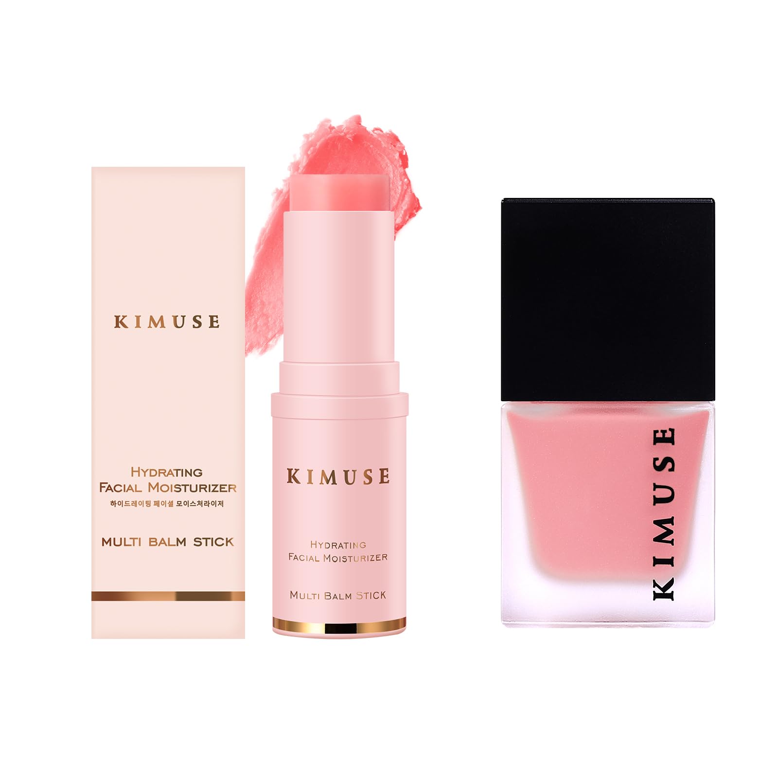KIMUSE Hydrating Multi Balm Stick & Lightweight Breathable Feel, Sheer Flush Of Color Liquid Blush Makeup