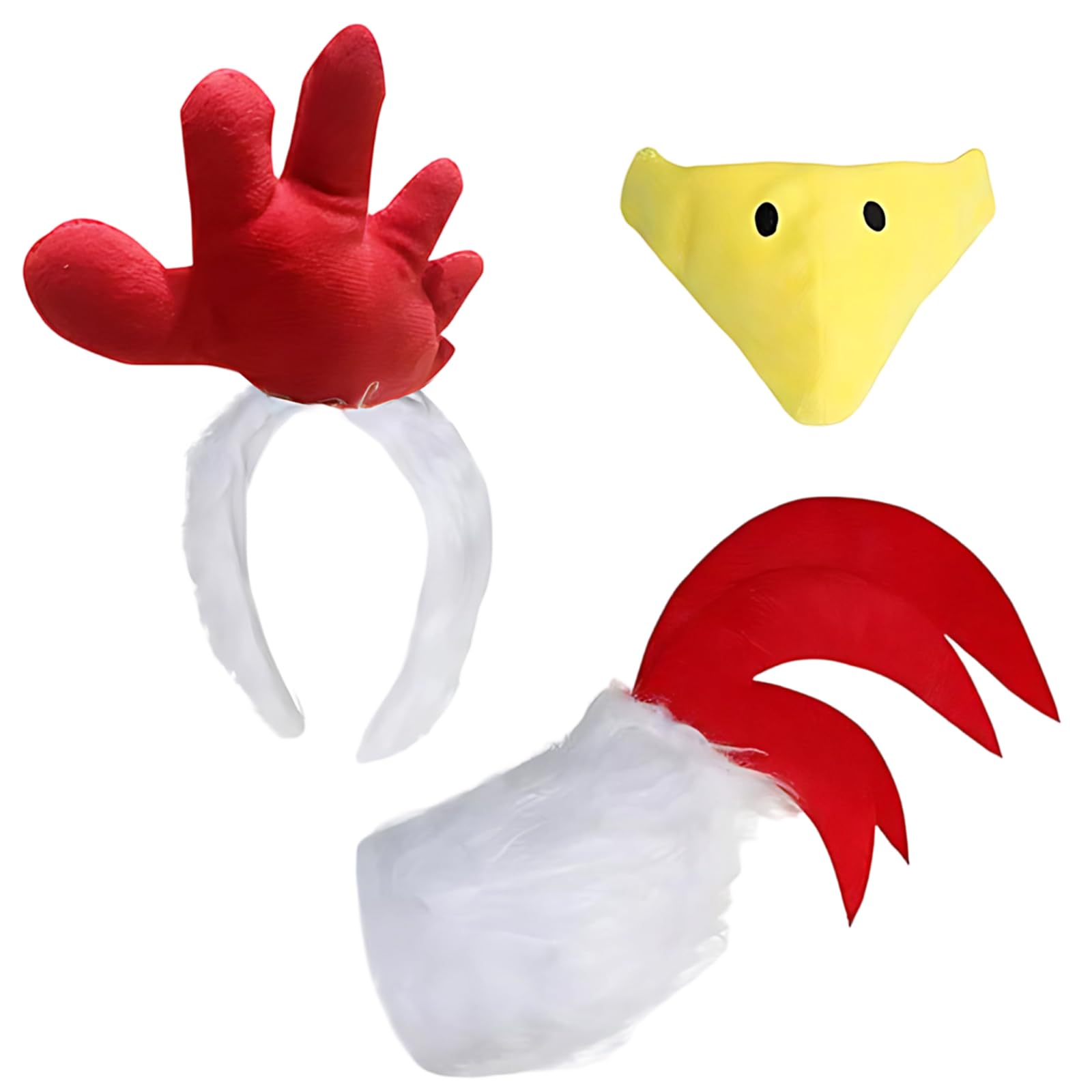 ZORVEXLYNX 3PCS Chicken Costume, Chicken Hat and Tail Set for Animal Themed Parties, Role Play, Halloween and Festive Occasions, Fun Dress Up Accessories for Kids and Adults