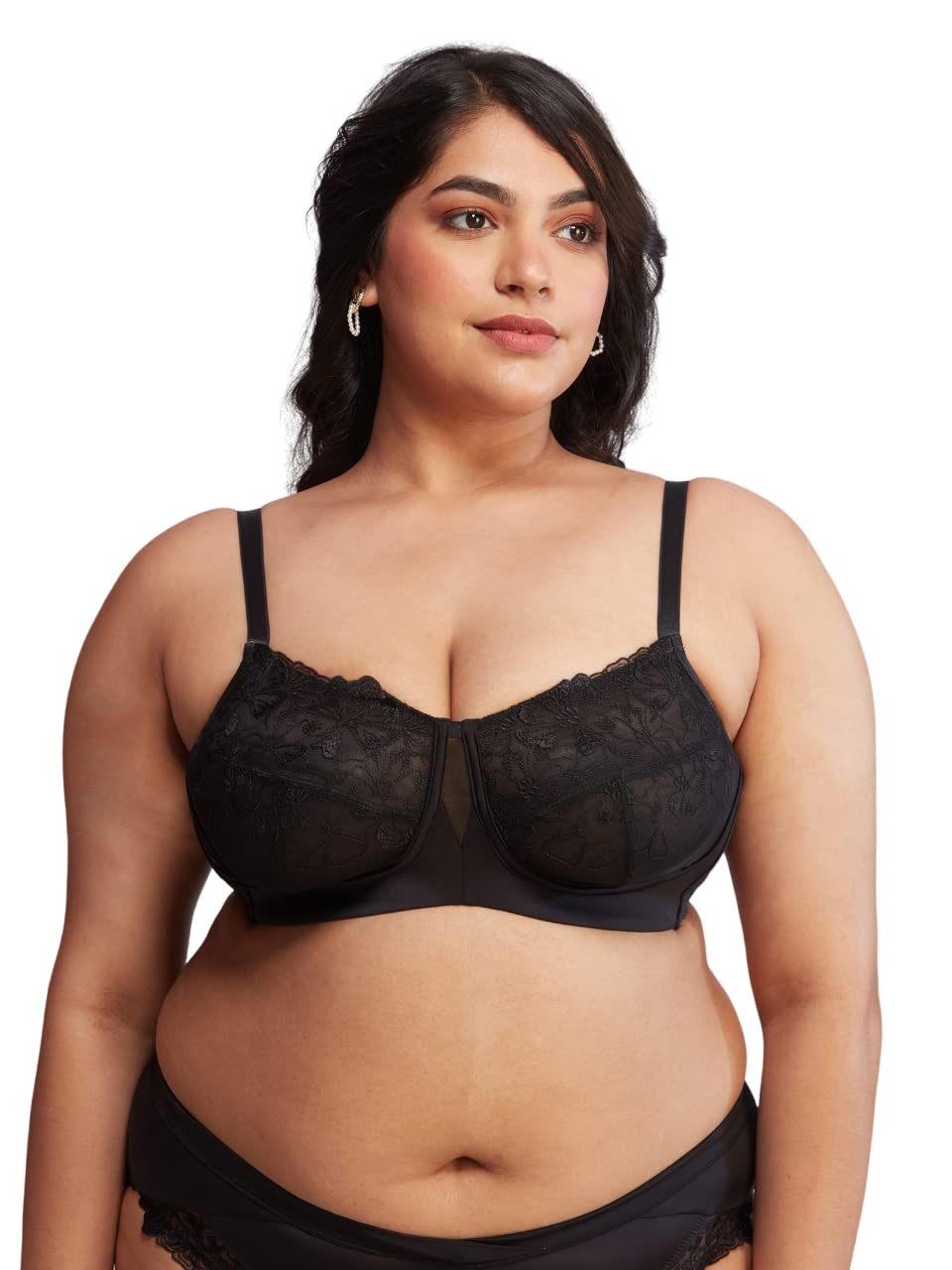nykd Women's Floral Mesh Wirefree Non Padded Bra with Medium Coverage | Deatiled Lace | Bridal Collection - NYB230-picture-14