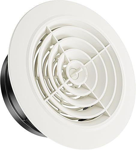 HG Power Rejilla de ventilación redonda de 6 pulgadas ABS cubierta de rejilla blanca ajustable para ventilación de baño, oficina, cocina, tamaño de