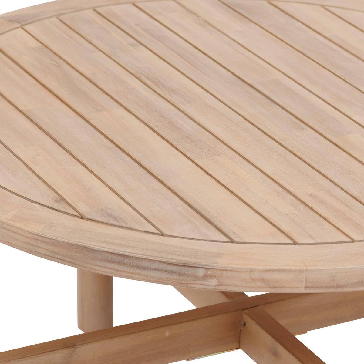 Hespéride - Table Basse de Jardin Ronde Deona Beige - 80 x 48 cm - Acacia - Mobilier d'Extérieur pour Terrasse Balcon Patio