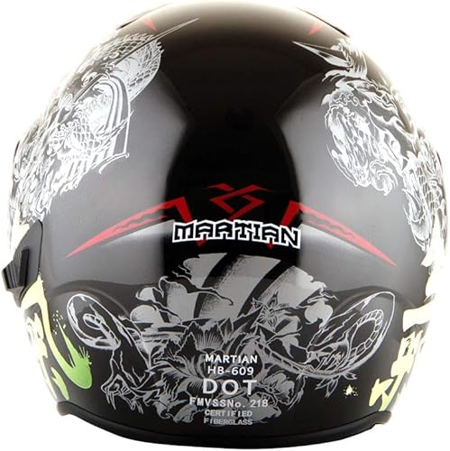 Miniatura 7 de Martian - Casco de fibra de carbono auténtica para motocicleta modular con tapa completa, color negro (3.5 libras), aprobado por DOT.