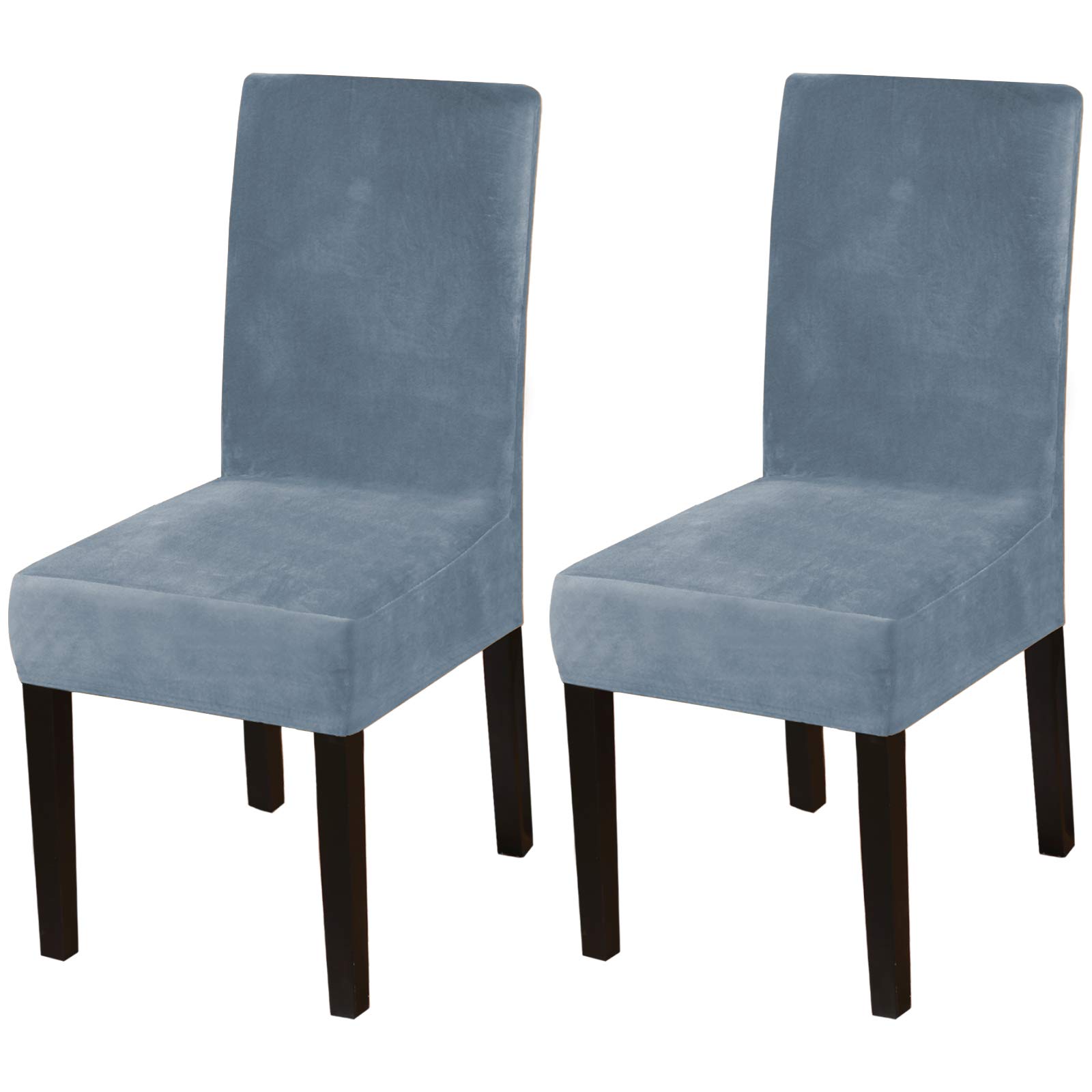 Turquoize Chair Covers for Dining Chairs Set of 2 Removable Velvet Chair Slip Covers for Dining Chairs Stretch Stone Blue Kitchen Chair Seat Covers