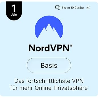 NordVPN Basis, 10 Ger&auml;te, 1 Jahr, Premium-VPN-Software, Digitaler Code