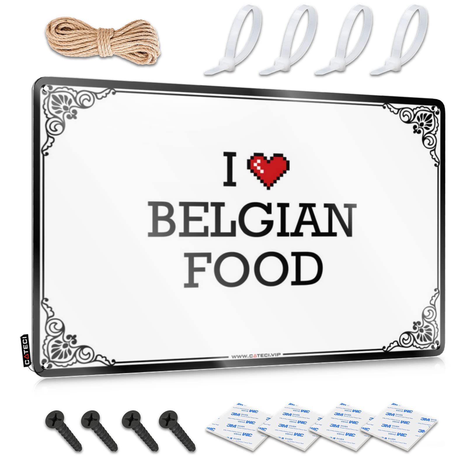 Funny Stuff Patriotic Metal Wall Decoration - I Love Belgian Food Rustic Wall Art Ideas Easy Hang For Room(30X40CM)