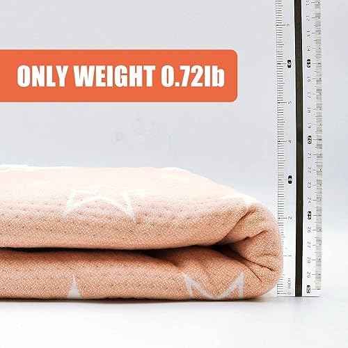 Miniatura 7 de Manta de algodón orgánico, transpirable y cálida, manta acolchada para niños y niñas, súper suave y ligera, 39 x 39 pulgadas, estrellas rosadas