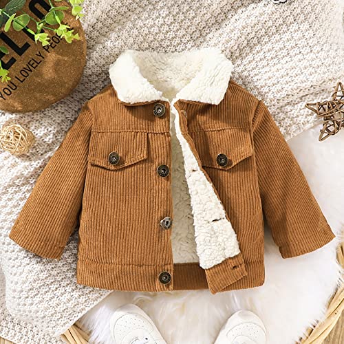 Xiaodriceee Toddler Baby Girl Boy Fall Winter Coat Long Sleeve Lapel Button Down Jacket Outerwear Kids Warm Clothes Outfit #TOP2
