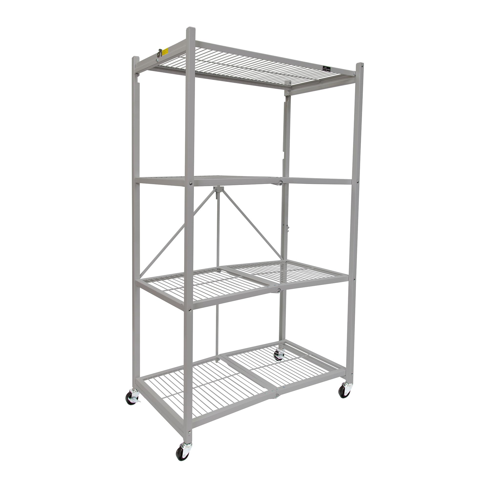 Origami 4-Tier Storage Shelves on Wheels, Steel Shelving Holds 1000 pounds, Heavy Duty Garage Storage &amp; Organization, Closet Organizer, Utility Shelf