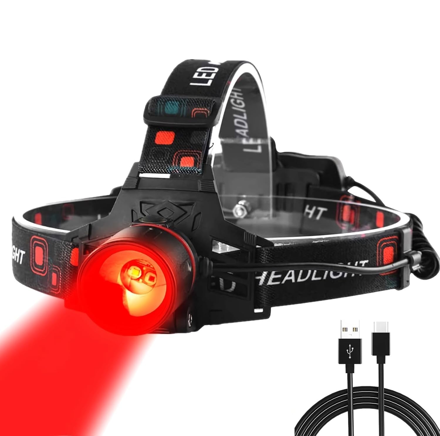 XLENTGEN Head Torch Rechargeable, Super Bright Headlamp with Red Light