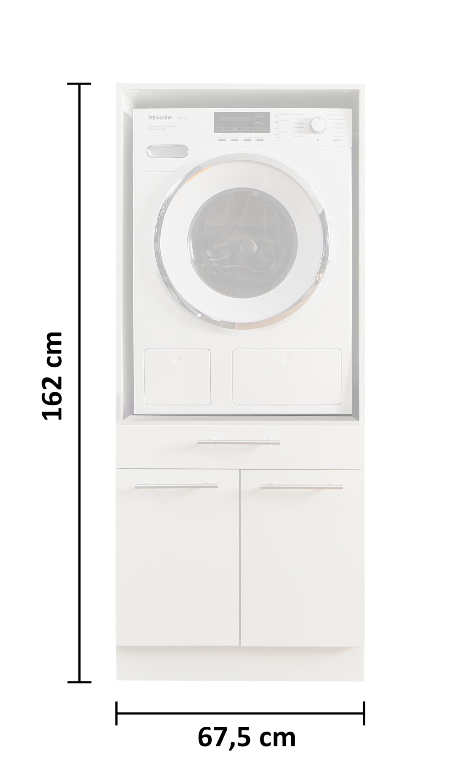 Laundreezy Waschmaschinenschrank Anthrazit 67,5 x 162 x 67,5 cm (B/H/T) | Waschmaschinen-Überbauschrank, 2 Türen mit Softclose-Funktion, für Hauswirtschaftsraum, Waschküche, Auszug mit Korbablage