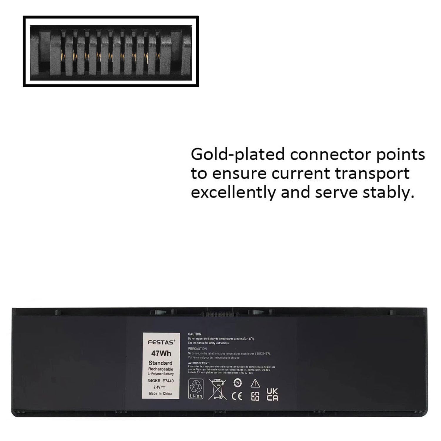 FESTAS 34GKR PFXCR 3RNFD Batterie Compatible avec Dell Latitude E7440 E7450 Series 5K1GW G95J5 F38HT G0G2M T19VW 909H5 V8XN3 0909H5 0G95J5 451-BBFT 451-BBFV 451-BBFY 451-BBFS