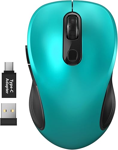 WisFox  Mouse inalámbrico de 2.4G para portátil, mouse ergonómico con receptor USB y 3 niveles ajustables, mouse inalámbrico de 6 botones para