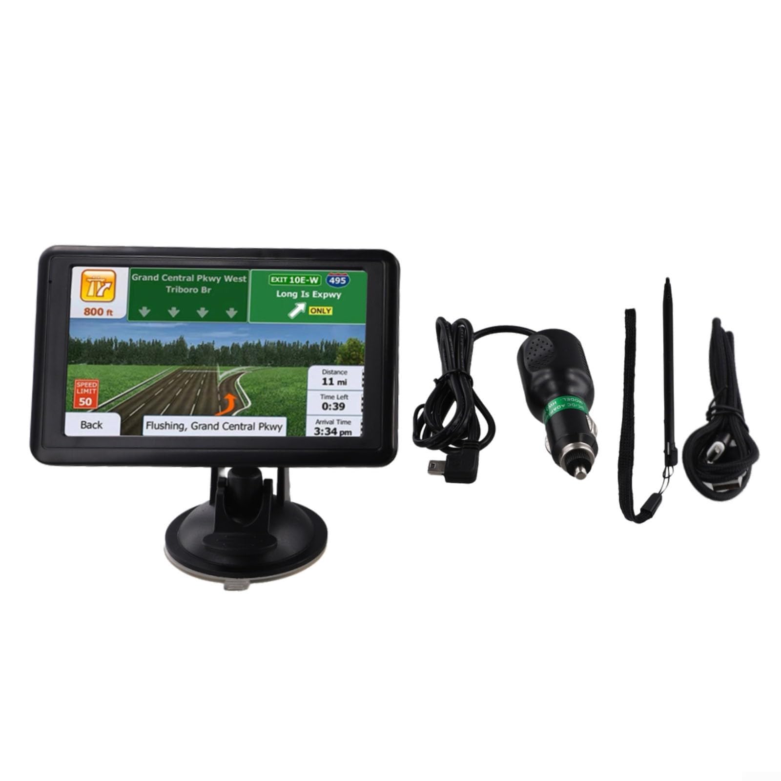 Pollice GPS Per Navigatore Per Camion Auto, 8Gb Rom 128Mb per RAM, Mappe Regno Unito Precaricato, Trasmettitore Fm, Dispositivo di navigazione portatile con staffa per pendolari quotidiani
