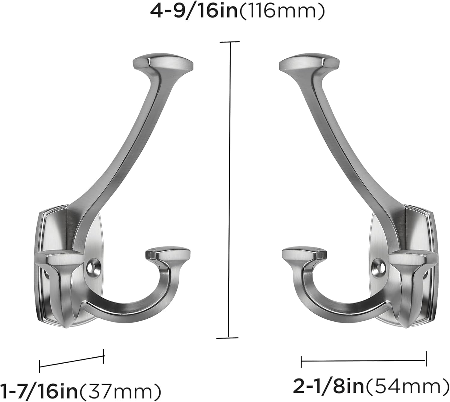 KHTUMEWARE-KHDBSG Brushed Nickel Coat/Robe Hooks in Brushed Nickel — KHTUMEWARE