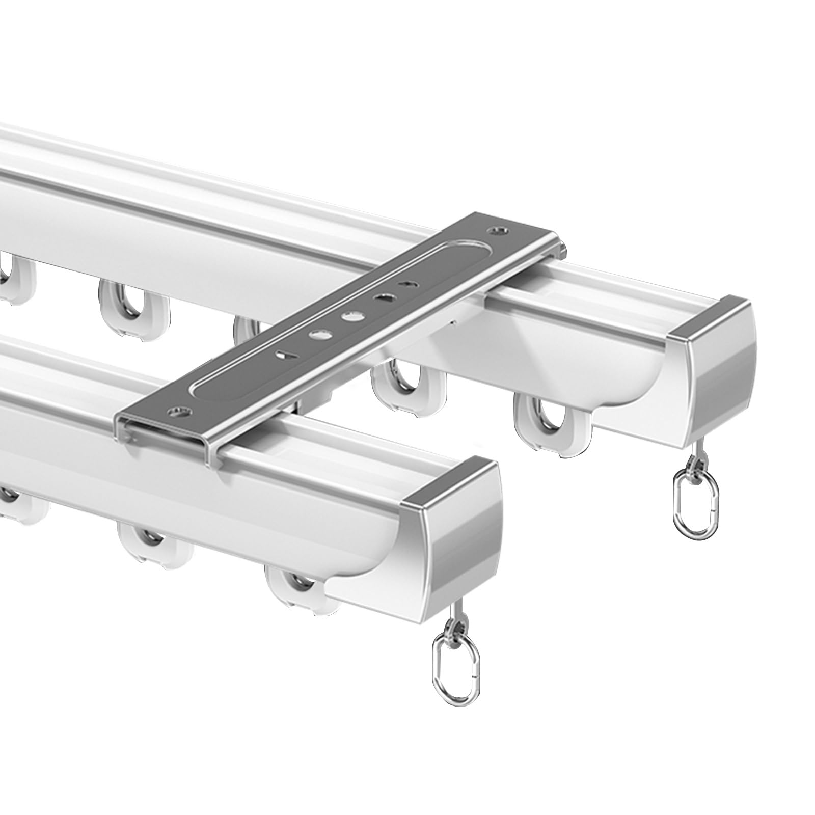 GLDYTVF Heavy Duty Aluminum Double Curtain Rod KitCeiling Mount Room Divider Track System with Rollers End Caps & Brackets170cm/5.5ft (2 x 85cm) White