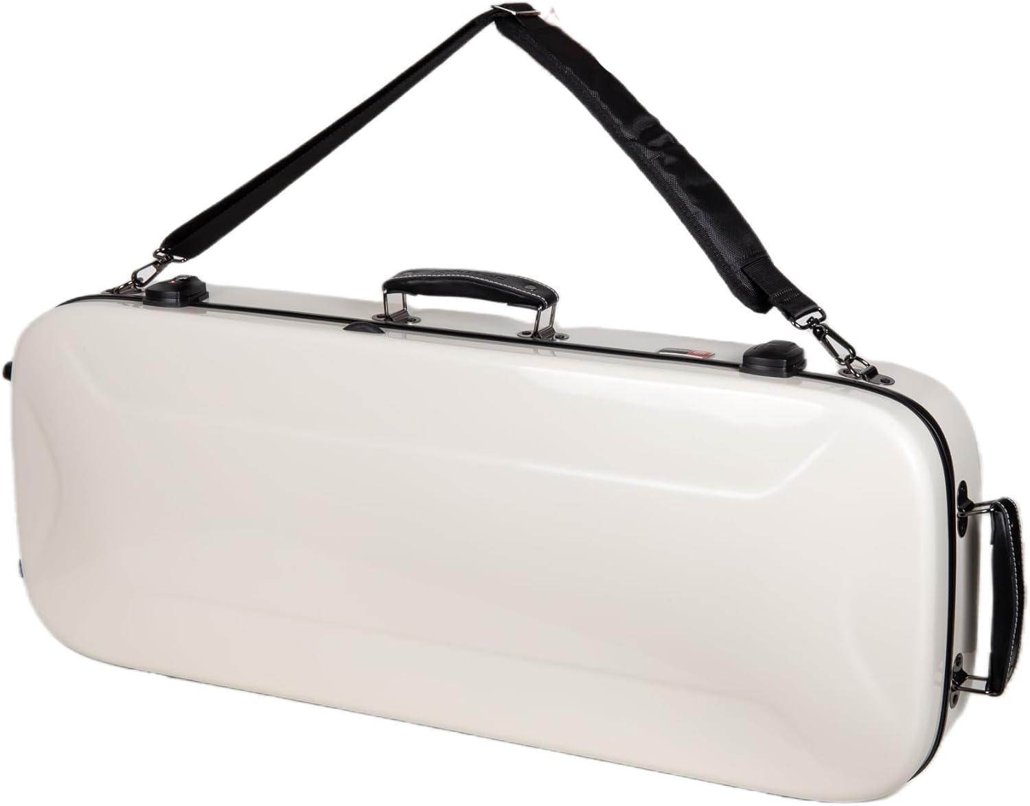 Crossrock Fiberglass Rectangular Mandolin Case for F-Style (Fits Gibson F5, L/R Hand) | Milky White Gloss, Forest Green Velvet, TSA Lock, Hygrometer, Backpack Straps – Pro Travel Series