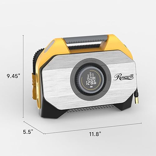 Miniatura 4 de Rosewill Vortex RS6C - Compresor de aire portátil inalámbrico para inflador de neumáticos, bomba de aire de 160 PSI para neumáticos de automóvil con