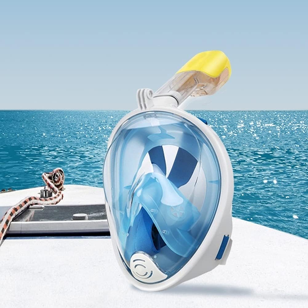 Full Face Snorkel Mask with Detachable Camera Mount, Anti-Fog and Foldable Design, Advanced Breathing System for a Safe Adults/Kids Snorkeling Experience Anti-Fog