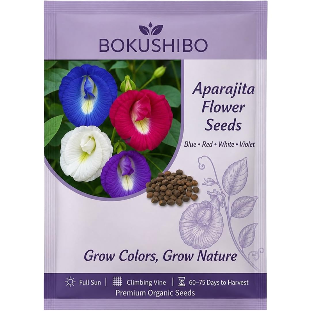 Aparajita Flower Seeds, Multipetal Butterfly Pea Mix Colours, Double Petal Shankhpushpi Plant Seeds (Net. 50 Seeds)-image-0