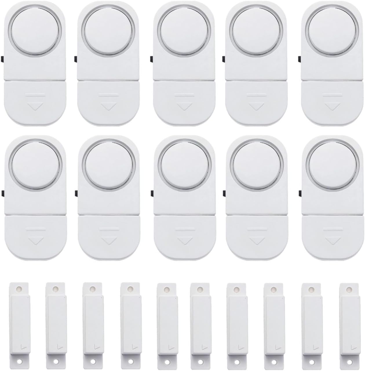120Db Window and Door Alarm Sensor Set, 10-Pack Magnetic Entry System, Easy-to-Install Battery-Powered Security for Home and Office