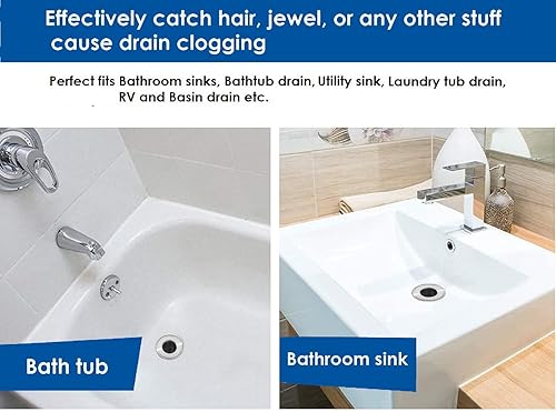 Miniatura 4 de Cubierta de drenaje de bañera, colador de fregadero de baño, atrapa el pelo de drenaje para lavabo de la bañera, tamaño de orificio de 1.55 a 1.8