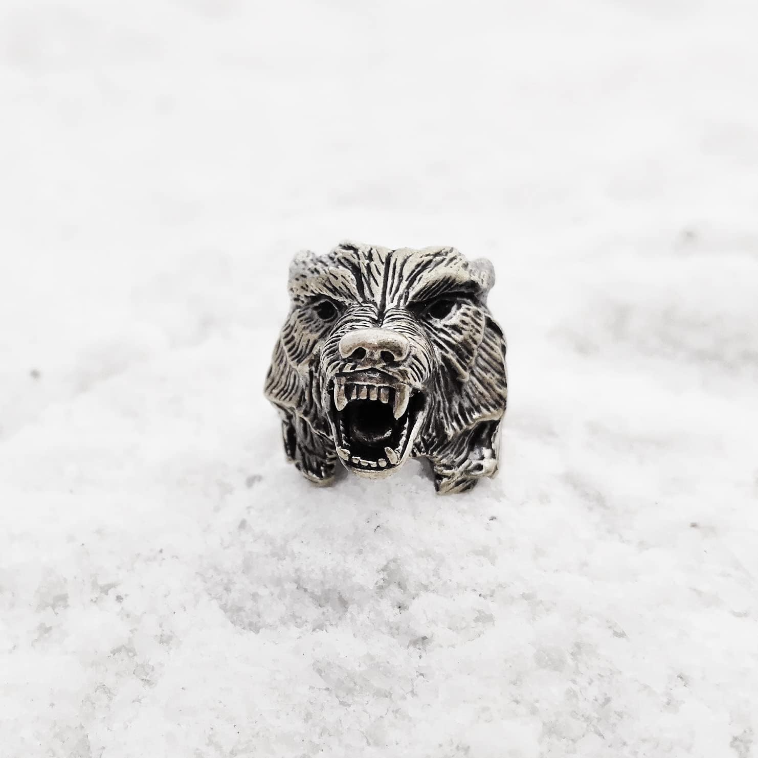 CooB EDC Paracord Bead, Beard Bead, Charm, Knife Lanyard Bead Wolf. Metal Hand-Casted Paracord Lanyard Beads Charms for Knives Lanyards 1pcs/Lot