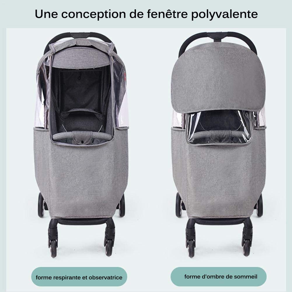 Housse De Pluie Universelle Pour Poussette - PVC Transparent, Fermeture Éclair, Protection Vent/Pluie