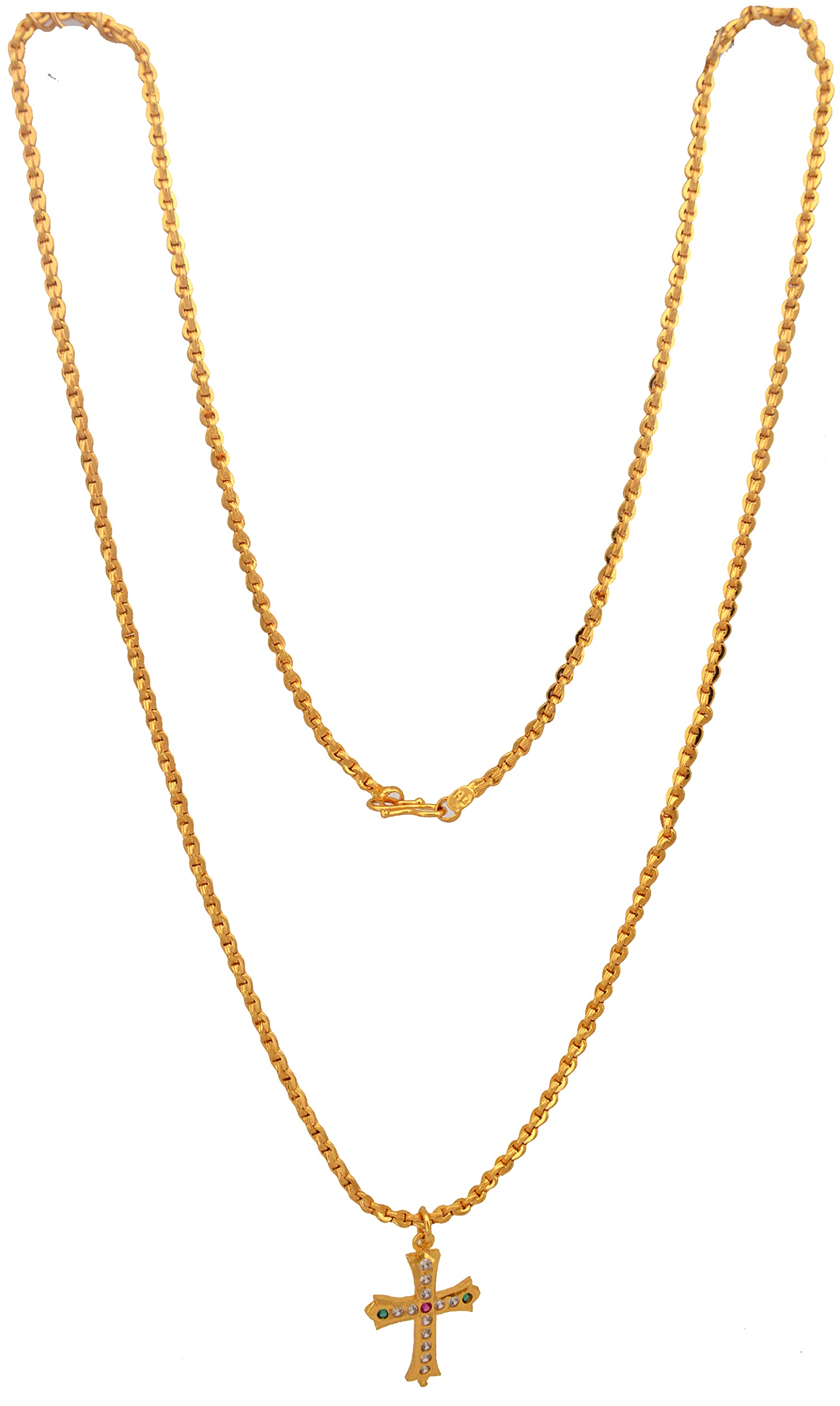Radhas Creations Alloy 22K Yellow Gold Plated Cross Pendant Chain Necklace For Womens & Girls - No.61 (B09WJFSYNG) Amazon Price History, Amazon Price Tracker
