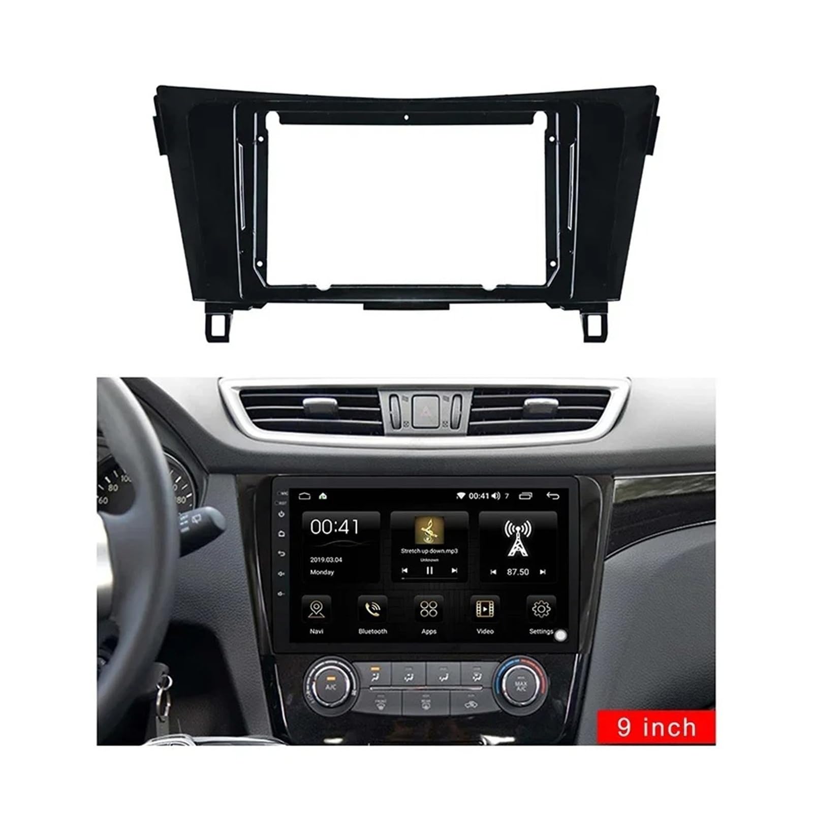 Fascia Marco Panel Salpicadero Coche 9 Pulgadas Montaje Audio Tablero Adaptador Marco Radio para 2din para Nissan para Qashqai para X-Trail 2015-2018 Juego Panel Radio