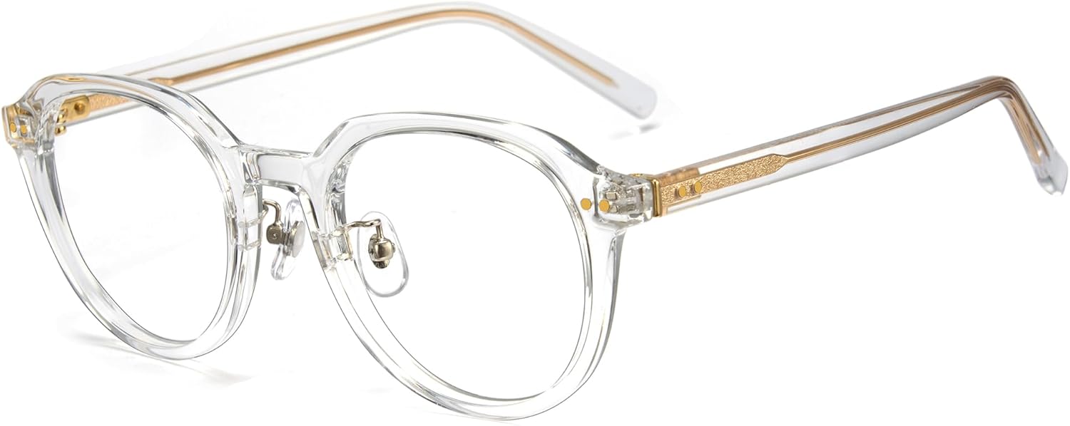 Cyxus Blue Light Glasses Women Men, Tr90 Round Frame, Reduce Eye Strain Anti-Migraine for Computer Office Study 8018