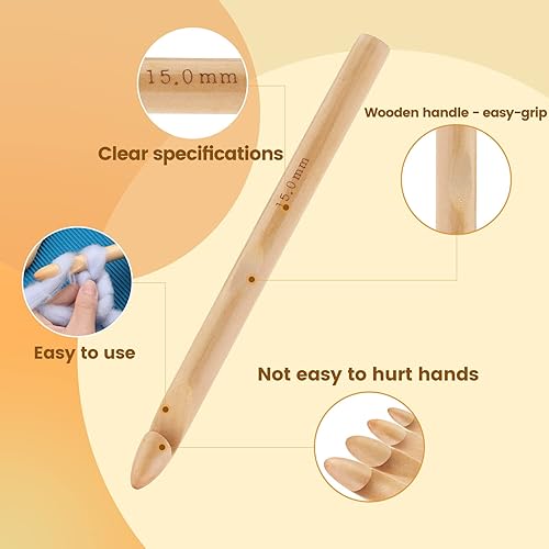 Miniatura 10 de Ganchos de ganchillo de madera, 0.984in, mango de madera de ganchillo, agujas de ganchillo de punto de bambú con 10 marcadores de punto para