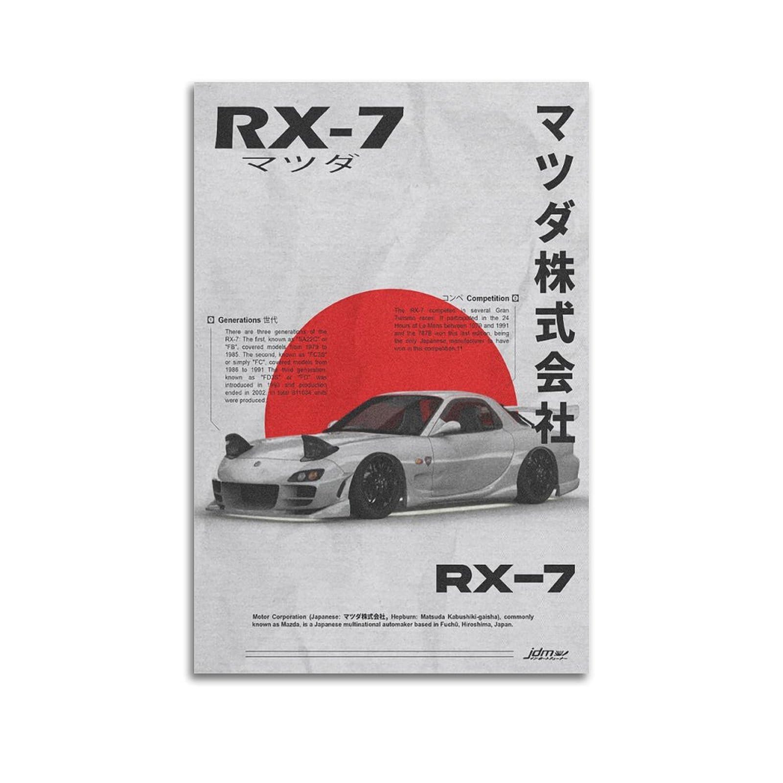 LADV Vintage JDM Sports Car Poster for RX-7 Racing Car Decorative Painting Canvas Wall Artworks Picture 12x18inch(30x45cm)