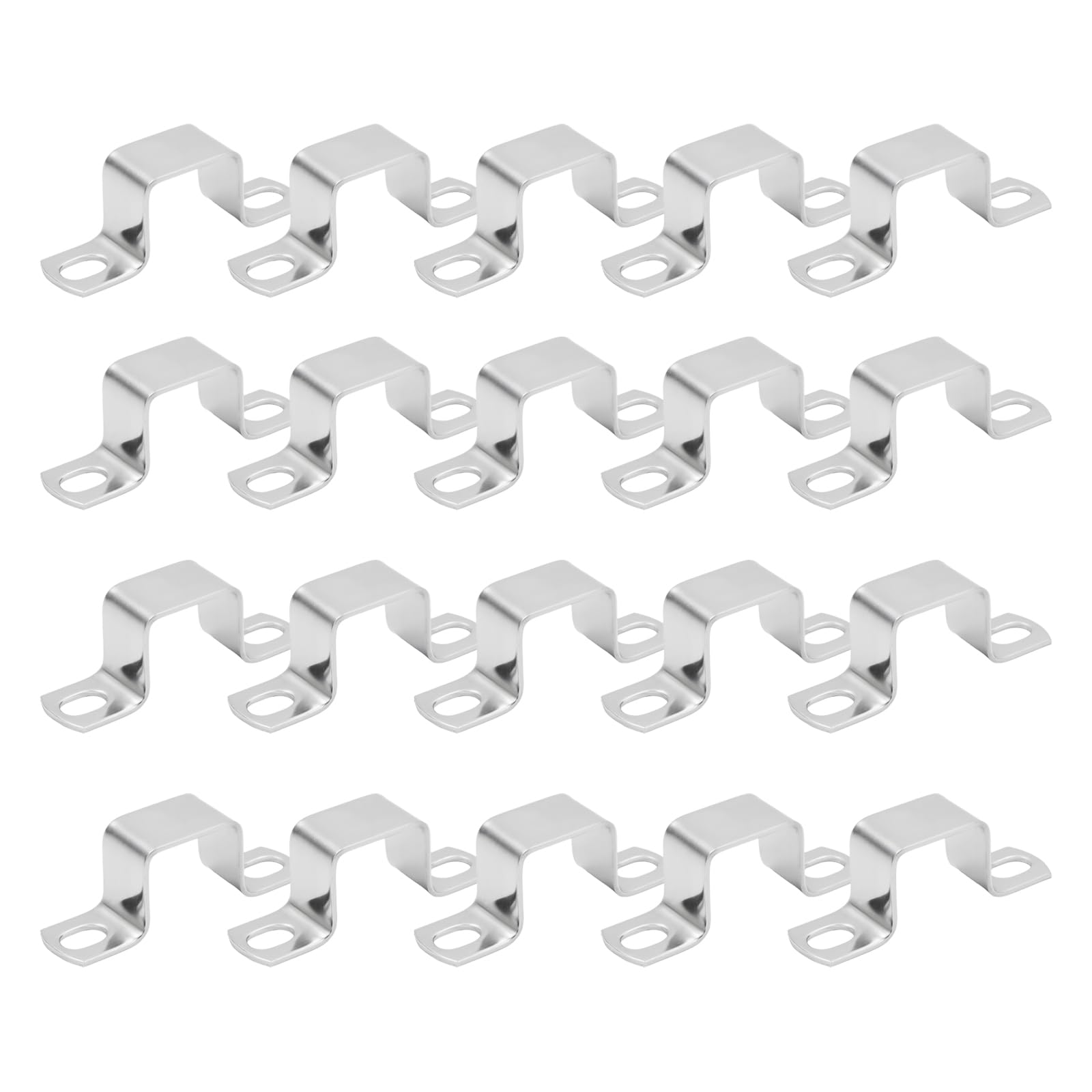 Square Tube Strap Clamp 20Pcs, 1.08 x 0.88 Inch U Shape Pipe Strap, 304 Stainless Steel, Deck Fence Post Tie Bracket for Conduit, Pumbing System, Strut Channel, Door Closed Bar Holder