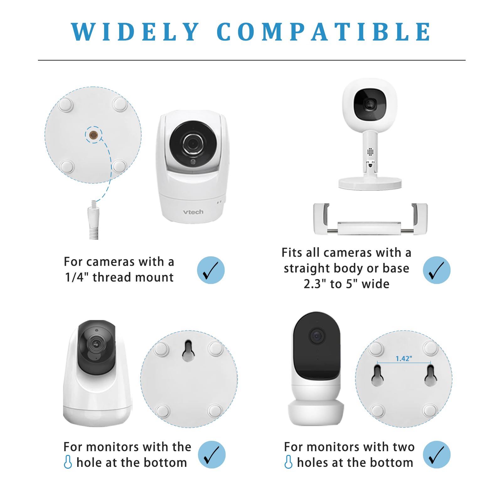 Supporto per baby monitor, 170 cm, altezza regolabile, compatibile con Nanit, Owlet, Infant Optics DXR-8 Pro, VTech, Vava, Eufy & Allen Baby Camera con filettatura da 1/4