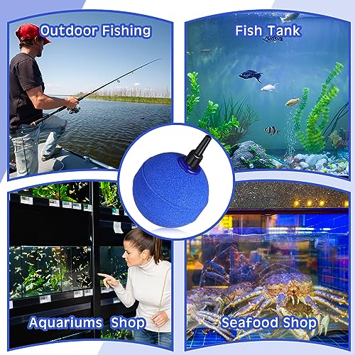 Image of Therwen 24 Pack Aquarium Air Stone for Ponds Bubbler 2 Inch Ball Shape Bubble Release Tool Oxygen Diffuser for Fish Tanks Buckets Hydroponics Pond Air Pump Accessories, Dark Blue