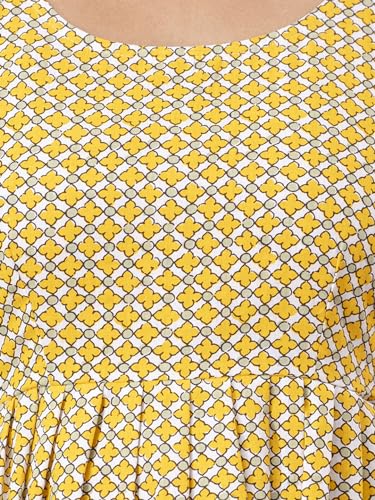 Image of feranoid Women Cotton Printed Sleeveless Strap Peplum Top