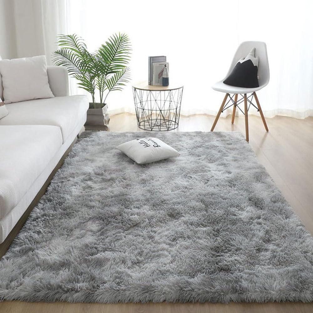 Tapis de sol gris clair 160x230 cm moderne pour salon style nordique en peluche