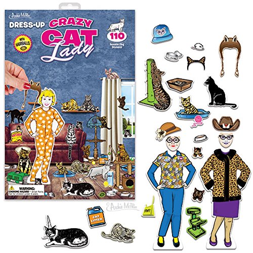 Dress-Up Crazy Cat Lady 110 Reusable Cling Stickers