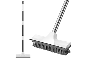Deluxe 2-in-1 Long Handle Floor Scrub Brush with Squeegee
