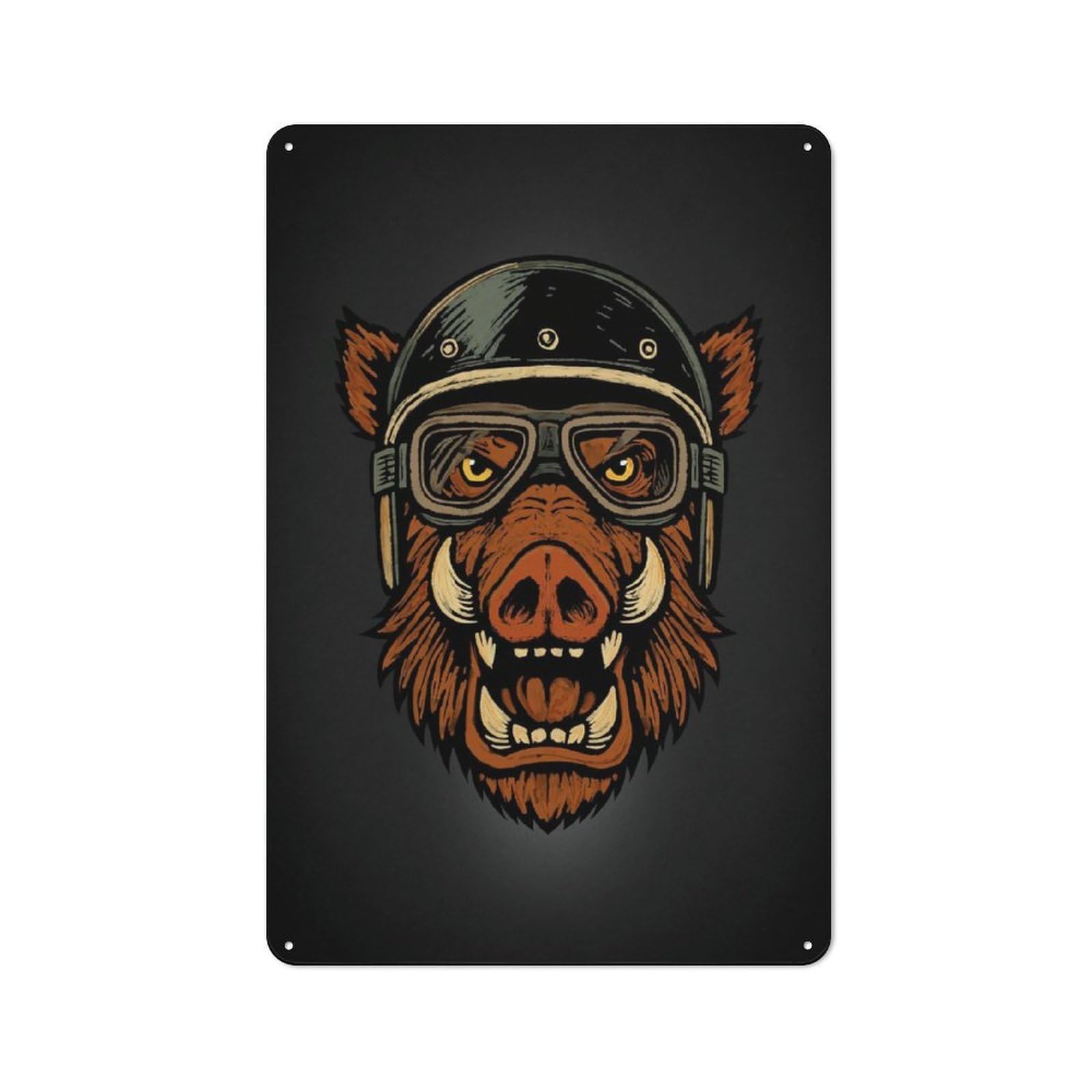 Junmoney Style-8 Wild Boar Biker Vintage Metal Sign 30X20cm For Kitchen Or Home Bar, For Kitchen, Dining Room And Home Bar Wall Decor