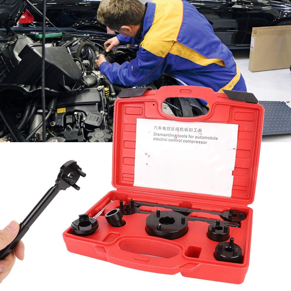 Kit frizione per condizionatore d'aria, 8 pezzi, strumenti di smontaggio, kit di rimozione della frizione per controllo elettrico dell'automobile, kit estrattore frizione A/C, include strumenti